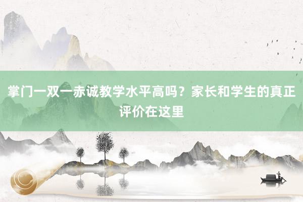 掌门一双一赤诚教学水平高吗?家长和学生的真正评价在这里